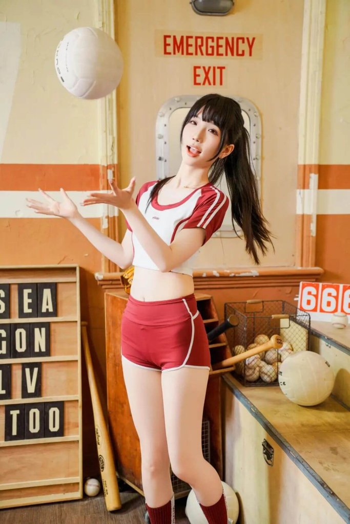 图片[1]-高清美女壁纸丨体操服排球少女写真-掘金谷